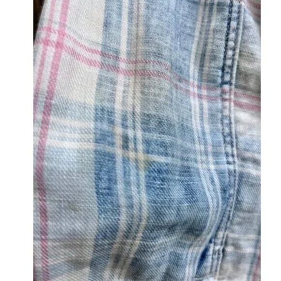 G-Star Raw Landoh Plaid Pearl Snap Shirt Size L Western Faded Blue Casual - Picture 9 of 9